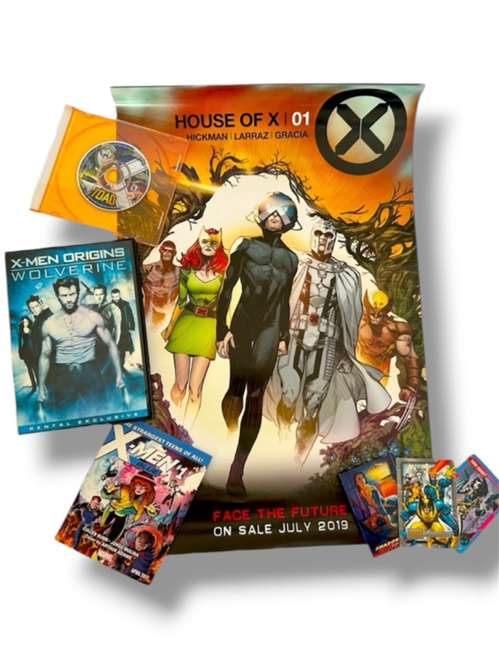 🦋 5/$25 - Marvel X-Men Merch Bundle: Trading Cards, Poster, Wolverine DVD